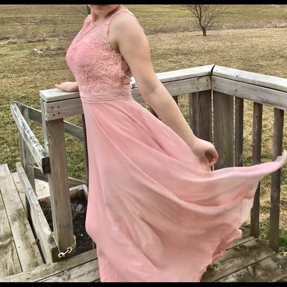 Pink Floral Prom Dress (Size 8 but fits like a 4)